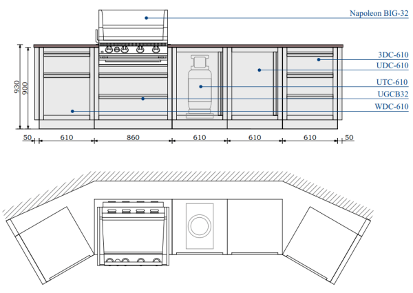 Всесезонная кухня из стали KuhniGrill Ontario, зеленая